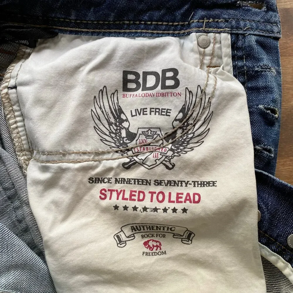 Buffalo David Bitton King Jeans Blue Denim Distressed Mens 31x30